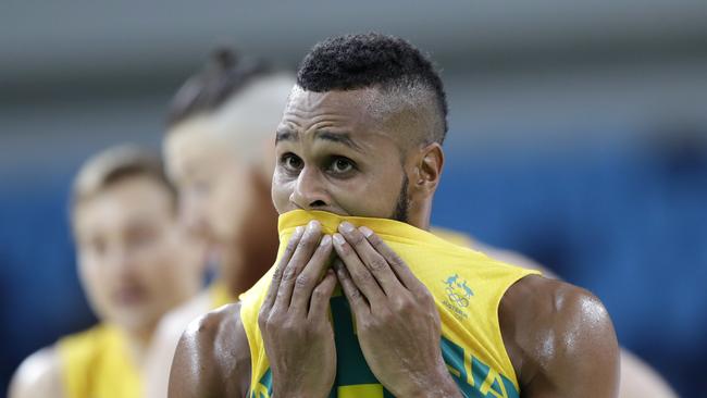 Australia's Patty Mills (5) prepares to shoot free throws during a men's basketball game against Serbia at the 2016 Summer Olympics in Rio de Janeiro, Brazil.