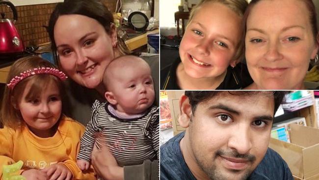 The faces of Bendigo's rental crisis: Left: Mother of two Ranee Shaw with her daughters (left), Karrina White and her daughter Skye (top right) and Seshenudra Koppula (bottom right).