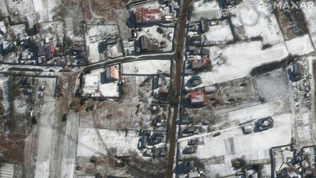 Satellite imagery has revealed the huge Russian convoy has “largely dispersed”. Picture: Satellite image (c) 2022 Maxar Technologies