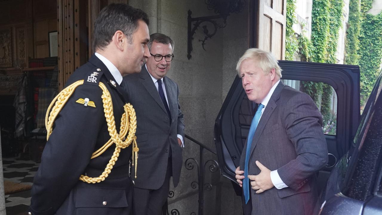 Boris Johnson arrives at Balmoral Castle on September 6, 2022, to resign. It was his last meeting with the Queen before her death on September 8. Picture: WPA Pool/Getty Images