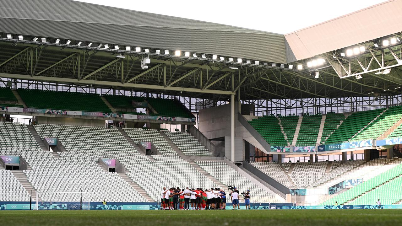 General view inside the stadium after the Men's group B match between Argentina and Morocco during the Olympic Games Paris 2024 at Stade Geoffroy-Guichard on July 24, 2024 in Saint-Etienne, France. (Photo by Tullio M. Puglia/Getty Images)