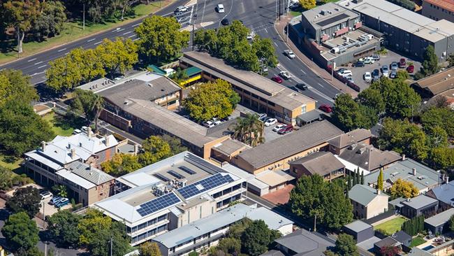 Aerial view of 26-27 Dequetteville Terrace, Kent Town. Supplied by Colliers