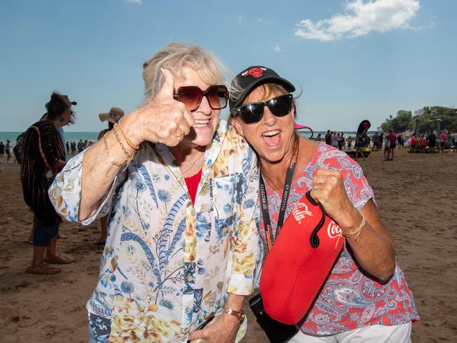 Kyla Jones and Dawn Simpson Darwin Beer Can Regatta at Mindil Beach, 2024. Picture: Pema Tamang Pakhrin