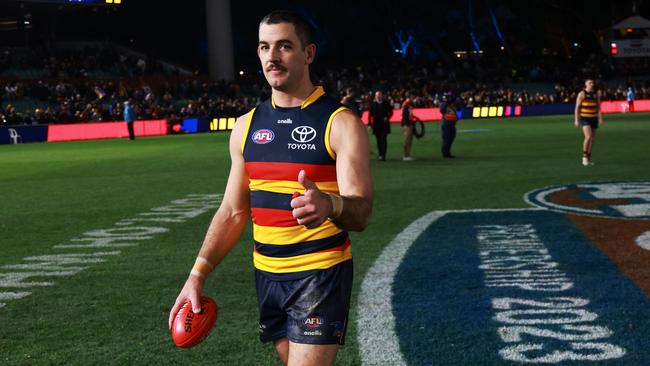 ADELAIDE, AUSTRALIA - JULY 29: Taylor Walker of the Crows after their winduring the 2023 AFL Round 20 match between the Adelaide Crows and the Port Adelaide Power at Adelaide Oval on July 29, 2023 in Adelaide, Australia. (Photo by Sarah Reed/AFL Photos via Getty Images)
