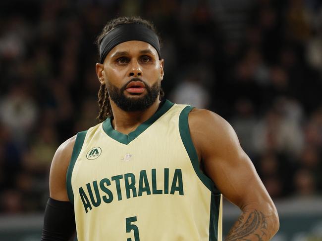 NCA. MELBOURNE, AUSTRALIAÃ July 4 , 2024.  BASKETBALL. Australian Boomers vs China at John Cain Arena, Melbourne.    Patty Mills    . Pic: Michael Klein