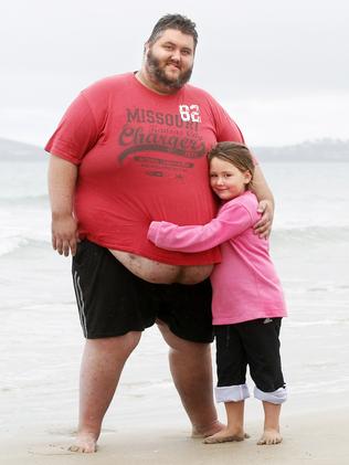 Glenn Nelson prior to his weight loss with his daughter Monique Leggate.