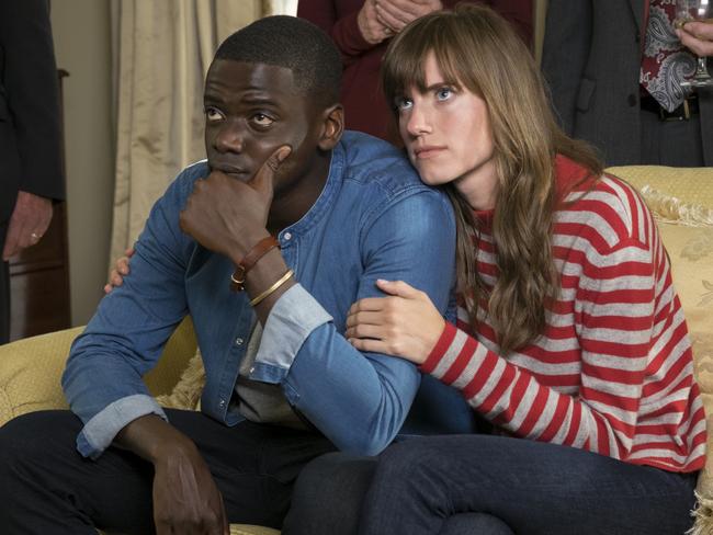 Suspicious Chris (Kaluuya) is comforted by his girlfriend Rose (Williams). Picture: Justin Lubin