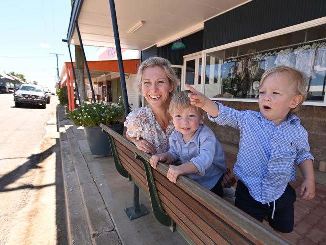 08/12/2021: Amanda Stevens mum of young twin boys Lawson and Staaten White, and proprietor of fashion store Ã¢â¬ÅGravel and GraceÃ¢â¬Â in outback Julia Creek. A severe labour shortage in the town (and others like it) means juggling being a mother and a business women is sometimes almost impossible, and often the business needs to shut due to a lack of available help.  Lyndon Mechielsen/The Australian