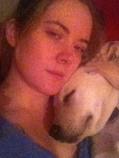 Joanne and her dog Molly – ‘View from the Break-up’. Picture: Supplied