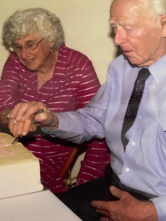 Fay Rendoth, 92, with her late husband, Ken, on their 70th wedding anniversary.