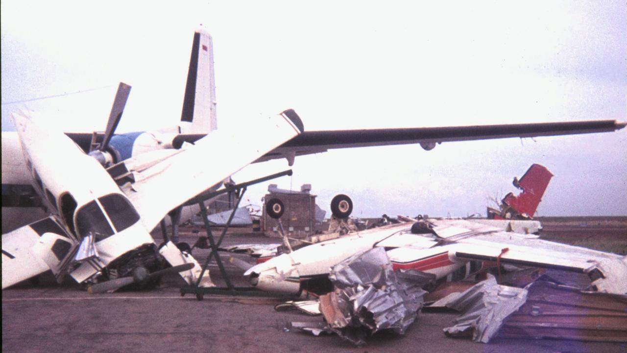 Cyclone Tracy. Planes stored at the airport were destroyed by the cyclone. Picture: Supplied