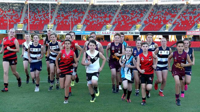 A player from every QAFL Gold Coast club playing in the junior grand final mega weekend. Pic Mike Batterham