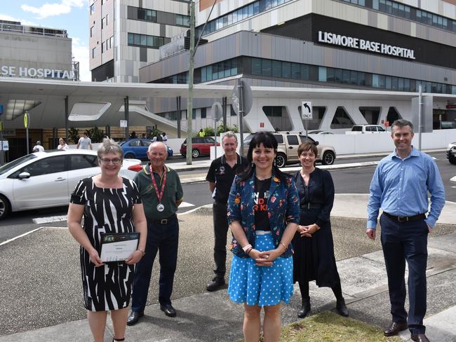 Our Kids fundraising coordinator Rebekka Battista and Nigel Rumble, NAB Business Bank Executive with members of the Our Kids team at the announcement.