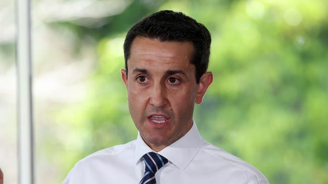 Leader of the Opposition David Crisafulli during a media conference in Mackay. Picture: Liam Kidston.