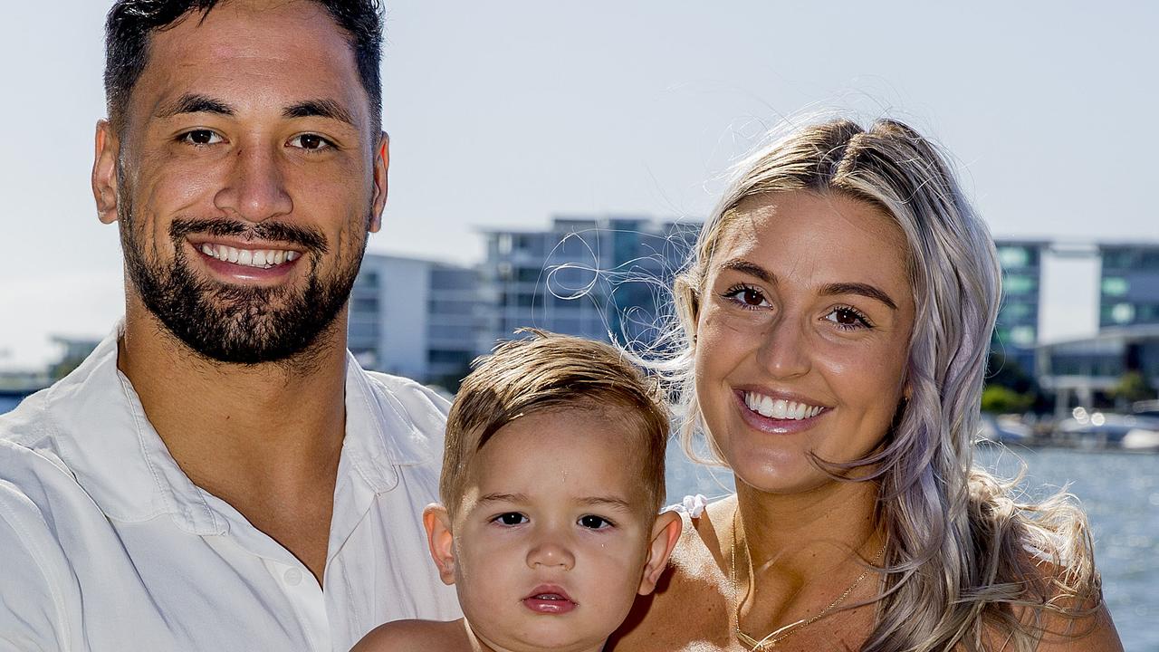 Faces of the Gold Coast  at Paradise Point. Gold Coast Titans player, Patrick Herbert with his partner Kirri Carpenter and True Herbert, 1.   Picture: Jerad Williams