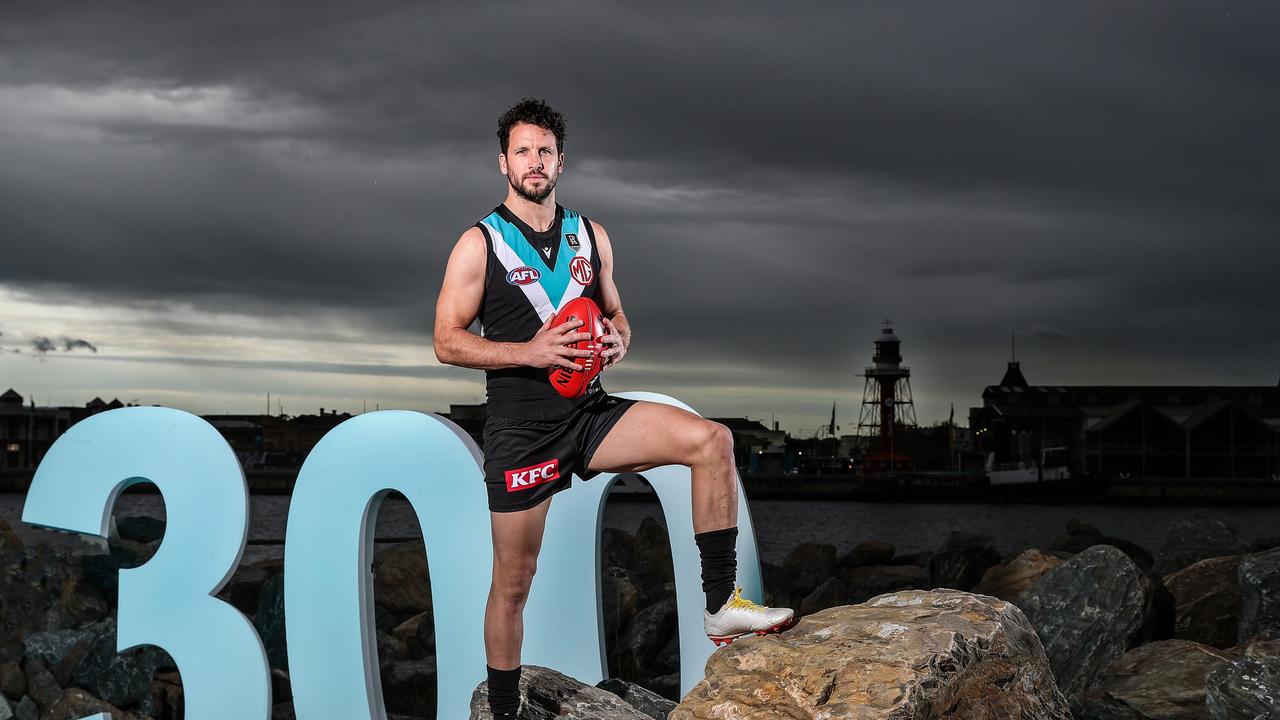 Boak will play his 300th game against Collingwood. Picture: Getty Images