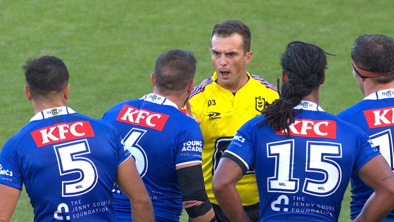 Josh Reynolds and Grant Atkins have a disagreement.