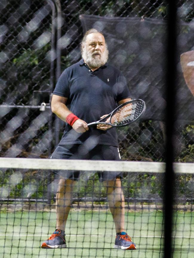 The Gladiator star has been spotted enjoying a hit of tennis regularly. Picture: Tim Pascoe