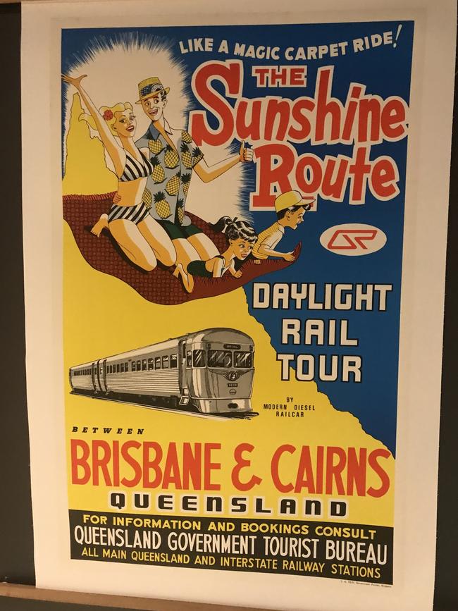 A poster for the train journey between Cairns and Brisbane.