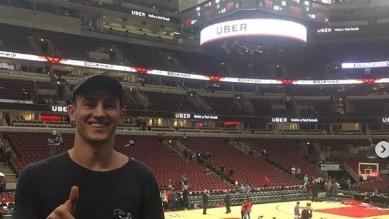 Crows defender Tom Doedee at The United Center, home of the Chicago Bulls. Picture: Instagram