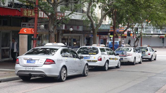 Taxis on Hercules St, Ashfield. Picture: Craig Wilson