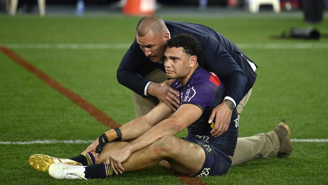 NAS consoles a dejected Xavier Coates after the grand final loss. Picture: NRL photos