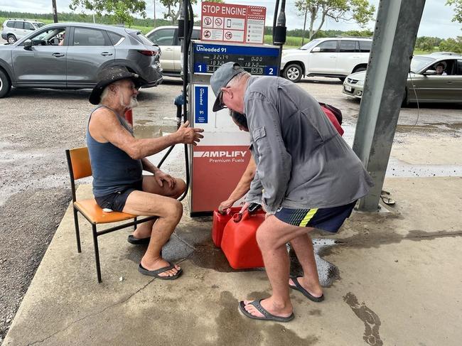 Ingham identity Andy Barra at namesake Roadhouse on the Bruce Highway just south of Ingham dispensing free fuel to disaster-struck Ingham residents. Picture: Cameron Bates