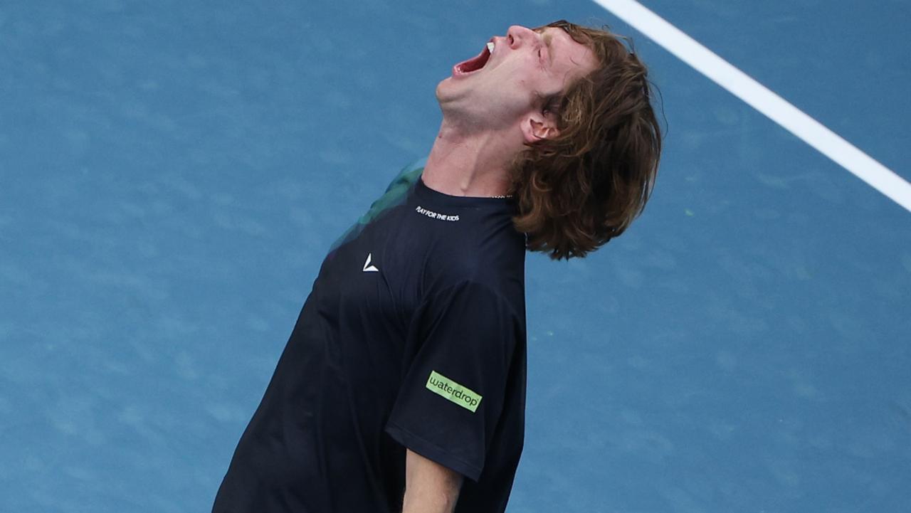 Andrey Rublev survived a scare. (Photo by Daniel Pockett/Getty Images)