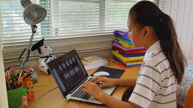 St Rita's College student Mai Nguyen completed a week of online schooling using the college's Learning At Home Program.