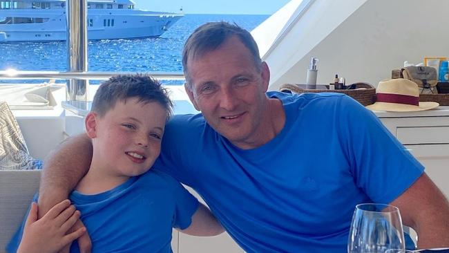 Charlie Aitken with son William in Capri. Picture: Instagram