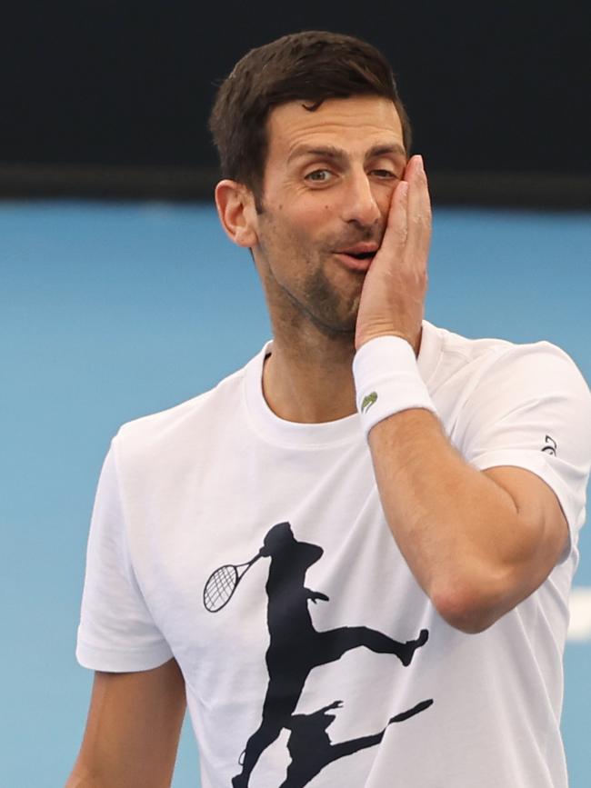 Novak Djokovic seen during a training session at Memorial Drive in Adelaide. NCA NewsWire / David Mariuz