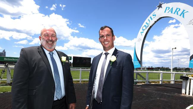 Aquis Park Turf Club CEO Steve Lines and Racing Manager Ian Brown at The Gold Coast Turf Club. Photo: Jason O'Brien