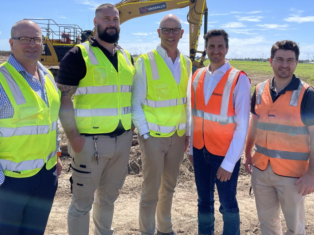 Adrian Miles, Bayden Mattheson, Richard Barker, Damien Vassallo and Nathan Flor were all excited to see construction commence. Photo: Fergus Gregg