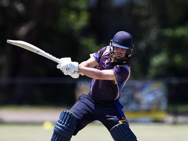 David King attempts a cut shot for Ringwood on Saturday.