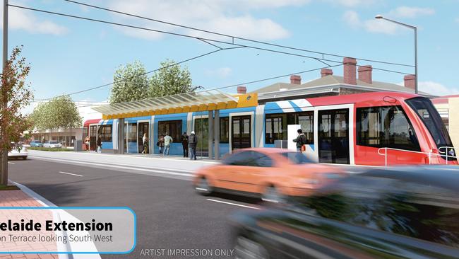 Artist Impressions of the Tram going down O'Connell Street in North Adelaide