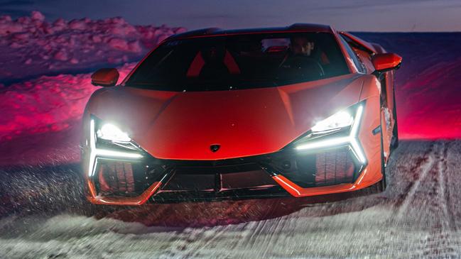 Ice driving in the Lamborghini Revuelto. Picture: Supplied