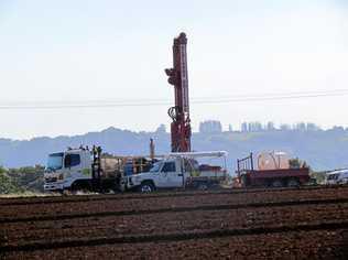 A drill is being used to take soil samples on the site of the new $534 million Tweed Valley Hospital at Cudgen. Picture: Rick Koenig