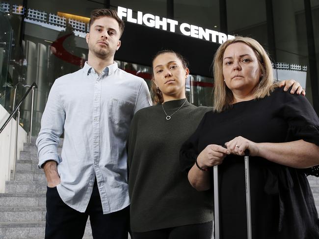 Kristina Georges posing outside Flight Centre Brisbane 11th of June 2020.  Kristina is waiting on a $60,000 refund from Flight Centre after her trip to Greece was cancelled.  (Image/Josh Woning)