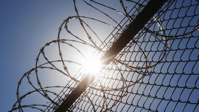 Razor wire fencing inside Parramatta jail. Photo: Bob Barker.