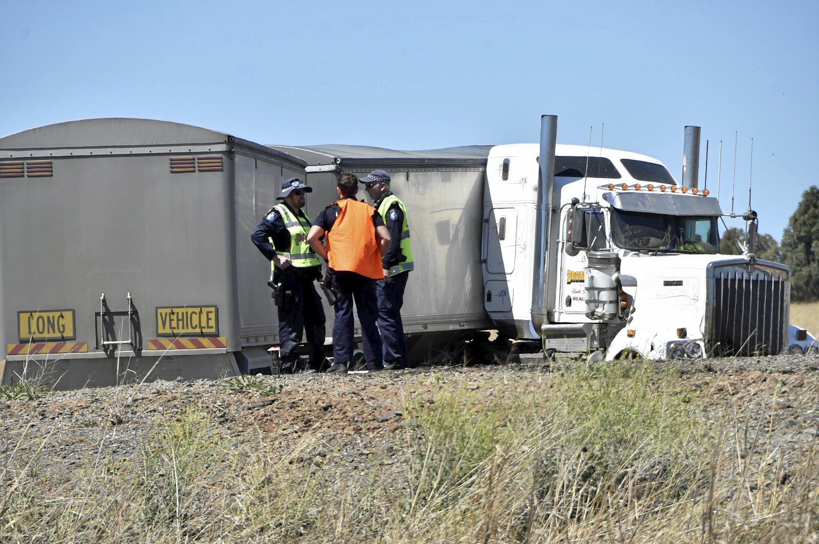 Fatal crash, involving a truck and two cars on Warrego Highway at the intersection Brimblecombe Road. September 2018. Picture: Bev Lacey