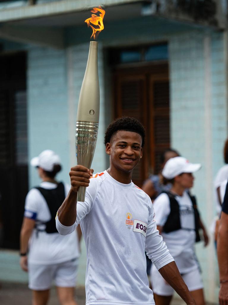 The “Relais de la flamme olympique”. Picture: Lionel Chamoiseau / AFP