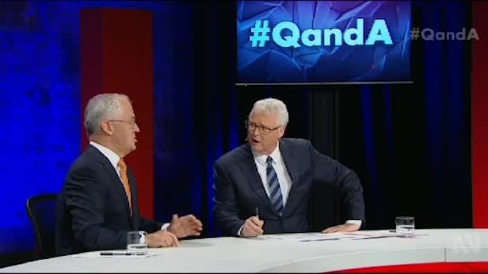 QandA: Malcolm Turnbull jokes at Tony Jones