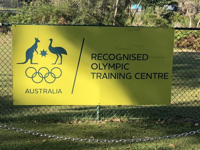 A sign at the entrance to the NSW Government's Sydney Academy of Sport on Thursday. Picture: Jim O’Rourke