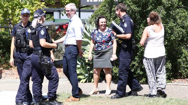 Police met with staff during the threat. Photograph: Jason O'Brien