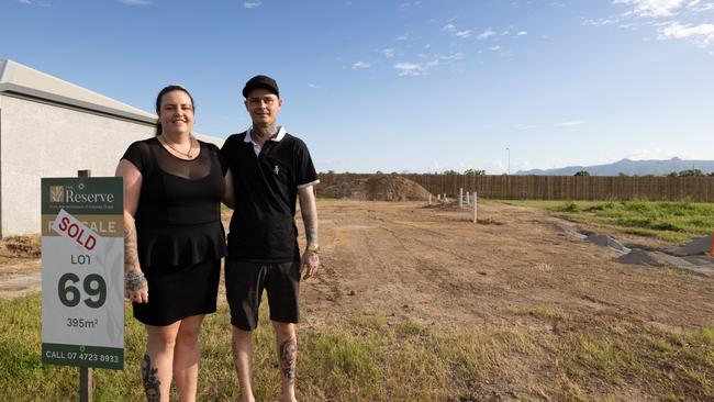 Townsville’s Sammi Brunetto and Jayson Crutchfield recently bought a block of land to build their first home on.