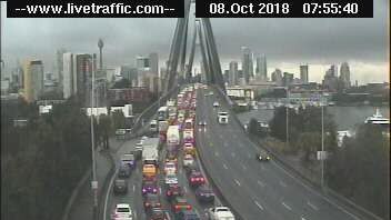 A fatal crash involving a motorbike rider on the ANZAC Bridge led to a 20km traffic jam on Victoria Road. Picture: Seven News