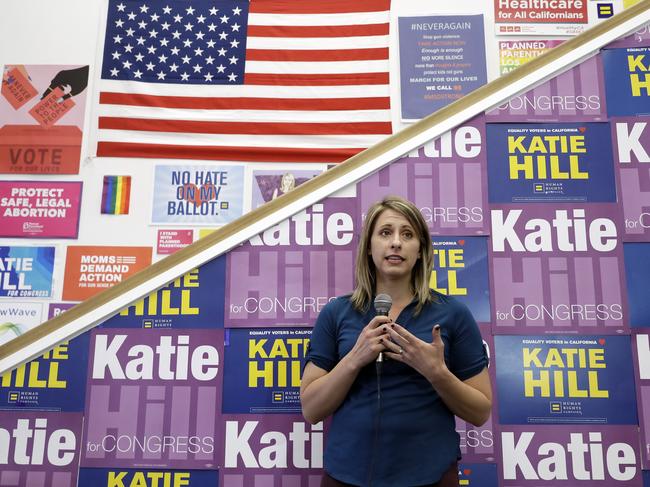 Katie Hill, a Democratic party candidate from California's 25th Congressional District, is running against Republican incumbent Steve Knight. Picture: AP