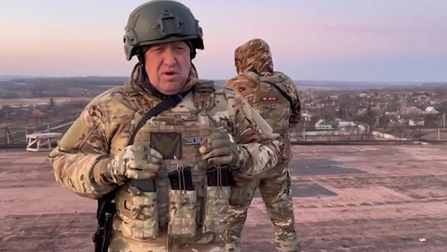 Yevgeny Prigozhin, the chief of the Russian paramilitary group Wagner speaks to the camera from a rooftop at an undisclosed location. Picture: AFP.