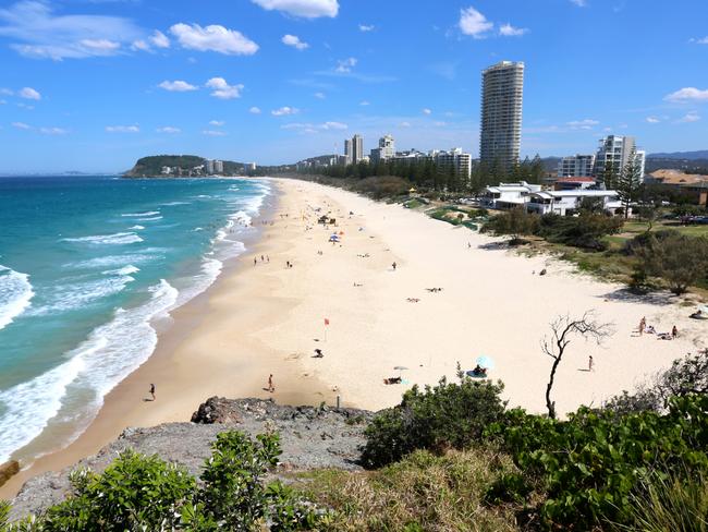 Gold Coast Bulletin - Great Eats - Looking south from a lookout over North Burleigh Beach on the Gold Coast in Queensland Australia