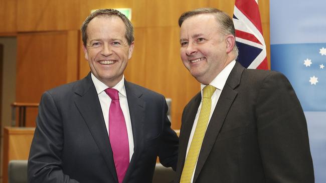 Anthony Albanese with former Labor leader Bill Shorten in 2013. Picture: Stefan Postles/Getty Images